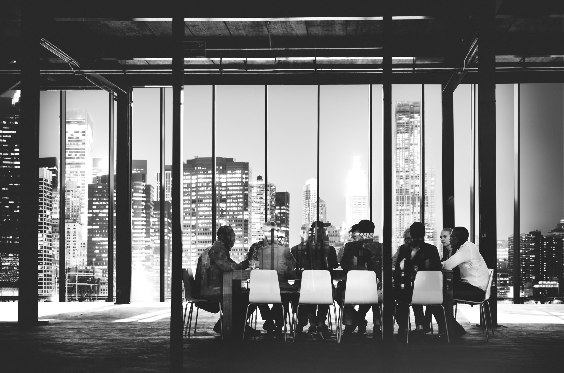 Consulting workshop with city view